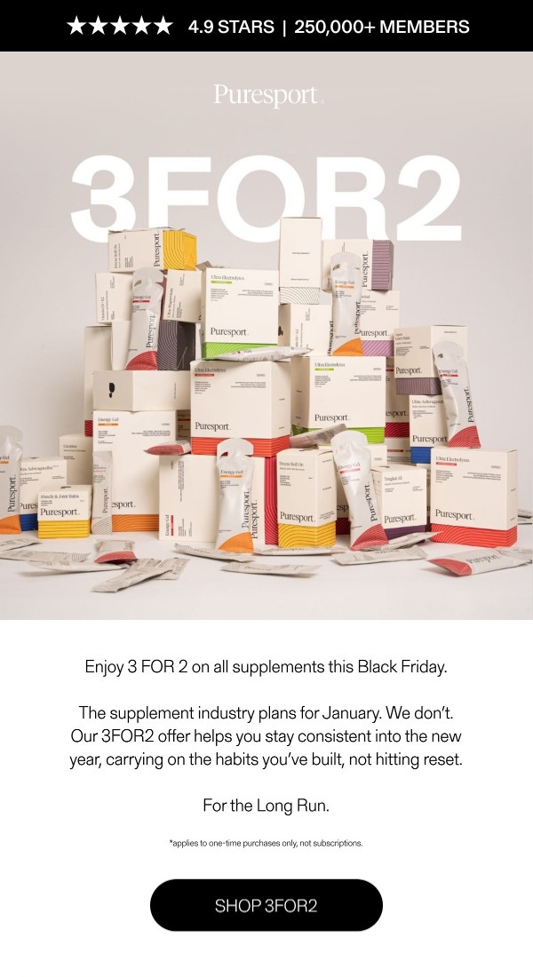 Puresport three-for-two seasonal campaign excerpt